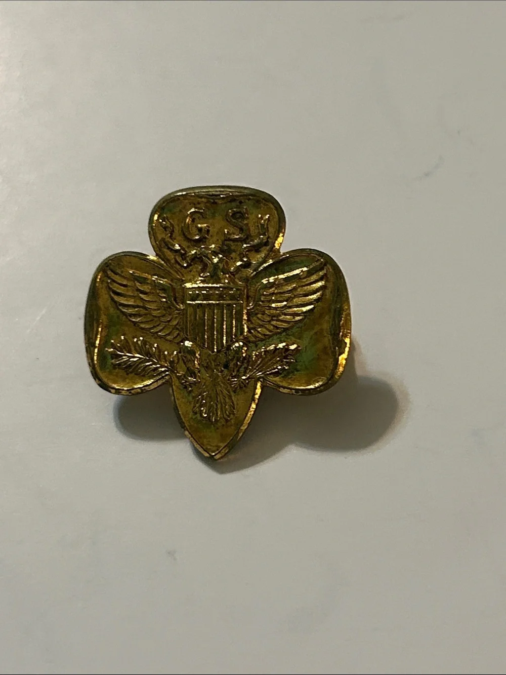 Vintage 1930s Girl Scout Trefoil Membership Pin Eagle Shield 